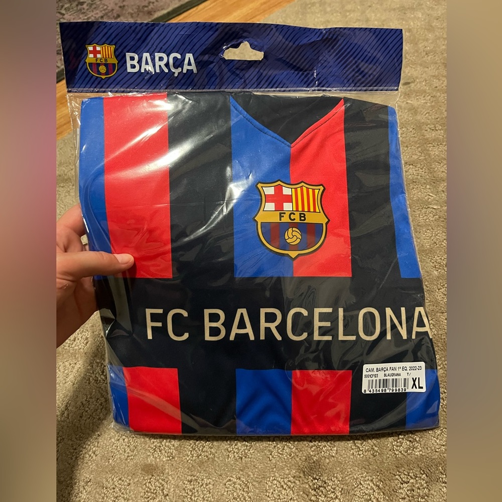 BARCA FC Barcelona Jersey, NWT, plastic never opened. Purchased in Spain.